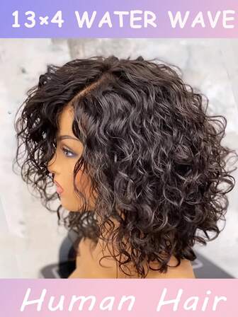 8-16 Inch Short Curly Human Hair Wig 200% Density, Easy-To-Style Lace Perfect For Daily Use, Everyday Hairpiece | Natural Hair Texture |Curly Hair Wig 13x4 Transparent Frontal Lace Wigs For Women Suitable For All Easy To Wear Short Wet Water Wave Wigs Kinky Curly Natural Black Real Human Hair Wig Christmas Decorations,Christmas Gifts For Women Short Water Wave Bob Wigs Pre-Plucked Kinky Curly Wave Bob Wig & Easy Wear, Versatile Hairpiece