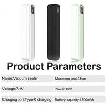 1台黑白真空封口机，USB充电式真空封口机（含20个封口袋），适用于食品零食制作、餐食保鲜，强力家用商用封口机 - 彩色 - 查看 4