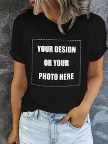 Custom Picture Printed T-Shirt, Casual Short-Sleeved Round Neck T-Shirt Spring/Summer, Women's Wear