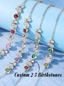 1 pieza Pulsera personalizada con piedra natal, regalo para mujer - Pulsera con múltiples piedras natales - Multicolor - Ver 2