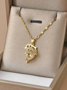 1 件可爱水钻镶嵌不锈钢海豚和海洋生物项链，精美沙滩装珠宝，海洋主题系列 - 金黃色 - 查看 20