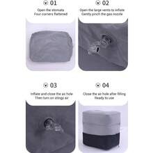 Almohada Hinchable Para Reposapiés Viaje Cama Avión Inflable 7pcs Almohada reposapiés inflable de viaje ajustable en altura 3 capas Cama infantil para avión Coche Autobús Viaje Azul marino - Gris - Ver 4
