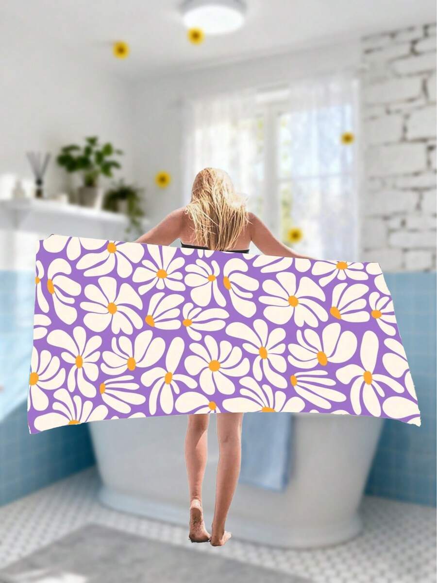 1pc Bohemian Floral Pattern Quick Dry Microfiber Towel Oversized Ultra-Fine Fiber Breathable Portable Swimming Travel Towel Portable Ultralight Camping Hiking Bath Towels Multiple Sizes For Swimming Vacation Travel Women Travel Gym Yoga Resort Mountain Climbing Shower Camping Accessory Ultra Absorbent & Quick-Dry, Luxury Bath Sheet For Spa, Hotel, Home Use