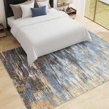 Washable Rug, Modern Abstract Area Rug For Living Room, Ultra Soft Short Pile Floor Rug For Indoor Use, For Bedroom, Floor Covering, Rug For Home Office Decoration - Xanh lam/Nâu - Xem 3
