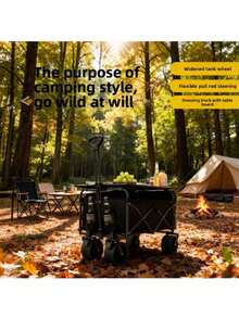 Foldable Camping Cart With Handle, Large Capacity Portable Outdoor Wagon For Camping, Picnic, Hiking (Random Color) - Multicolor - View 7