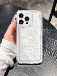 白色蕾丝图案设计防震手机保护壳，兼容苹果 17/17 Pro Max、XR、XS、11、12、12 Mini、13、14、15、16、16 Pro Max、15 Pro 以及三星 Galaxy A54 5G、A52、A14、A15、A12、S22、S21、A33 5G、A50、S24、S23、S10 5G、A32 5G、A55 5G、S10、S23 Ultra、A53 5G、A05、S25、A24 4G 系列，男女通用，软壳，国际版，非国内版。 - 白色 - 查看 4