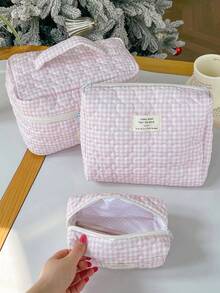 1件/套 格子图案可爱化妆包套装 便携旅行化妆包 化妆品收纳包 首饰收纳包 多功能收纳包 女士手拿包 带拉链封口 可收纳化妆品、刷子、护肤品、手机、零钱、小物件 化妆包 护肤包 家居装饰 伴娘礼物 妈妈礼物 生日礼物 教师礼物 送朋友的礼物 返校礼物 旅行必备 邮轮必备 宿舍必备 房间装饰 - 彩色 - 查看 5
