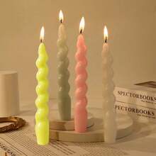 2pcs French Spiral Twisted Candle With Long Stem And Threaded Design , Perfect For Home Decor,Room Decor,Gifts Birthday Graduation,(White, Black, Red, Yellow, Brown, Orange, Purple, Pink, Light Blue,Green) Each Burning For 8 Hours,Unscented Candles For Indoor & Outdoor Use, Camping, Picnic, Modern Romantic Candles For Christmas, Halloween, Wedding, Party, Valentine's Day, Gift For Friends & Family Gifts Birthday Graduation - Multicolor - View 3