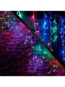 AMAZING VISION 1Pieza Led Cortina carámbano Cuerda Navidad Guirnalda Luz 6m navidad jardín calle exterior decorativo encendiendo - Multicolor - Ver 3