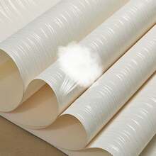 Modern Velvet Wallpaper: Modern Fashionable Non-Woven Fabric Classic Plant Velvet Solid Stripe Wallpaper Roll (Suitable For Living Room & Bedroom) Wall Paper Wall Stickers Wall Decor Room Decor Bedroom Decor - White - View 7