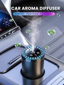 [Car Accessories]Starry Projection Smart Car Air Purifier, 5 Working Modes, Colorful LED Ambient Lighting, Auto Start And Stop, Car Aromatherapy Diffuser, Mini Car Air Humidifier, Essential Oil Diffuser, Adjustable Concentration, Built-In Battery, USB Rechargeable, Suitable For Car, Office, Bathroom, Bedroom, Pet Room, 6 Essential Oil Scents Optional, Multiple Sets Available (1/2/3 Bottles Essential Oil + 1 Diffuser) - Cylindrical - View 4