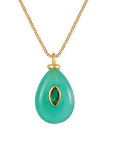 1件简约几何彩色水滴形和三角形天然石项链，适合女性日常佩戴和外出。黄金饰品，母亲节礼物，生日礼物，送给姐妹或爱人的礼物，夏季配饰（钛钢链，带胸针别针，可DIY吊坠。天然宝石可能存在轻微色差。） - 不規則天然石項鍊 - 查看 19