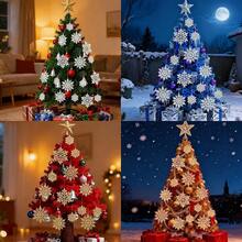 50 copos de nieve,Decoraciones para árbol de Navidad, adornos de copo de nieve para árbol,adornos de copos de nieve blancos con purpurina Decoración de Árbol de Navidad Chimenea de Techo Interior - Blanco - Ver 10