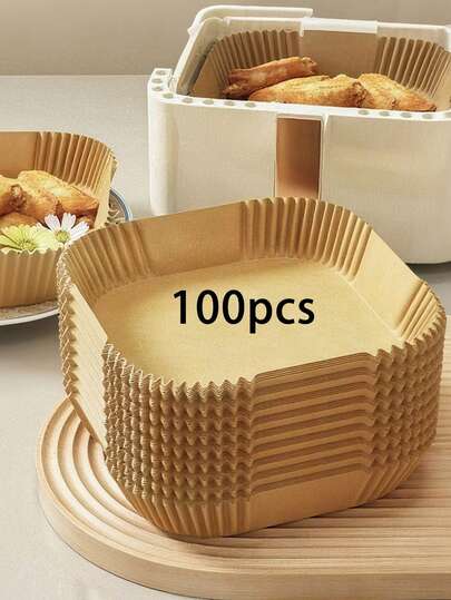 90-100 piezas/25/1 pieza Papel para freidora de aire, papel para alimentos al horno, revestimiento de papel para freidora de aire, papel encerado para tazón y bandeja de hornear, papel antiadherente y resistente a la grasa, accesorios de cocina, adecuado para hornear pasteles y pizzas, cocinar alimentos, cocinar al vapor pan, barbacoa y otras actividades al aire libre/cocina/Día de San Valentín/Boda/Día de San Valentín/Pascua/Ramadán