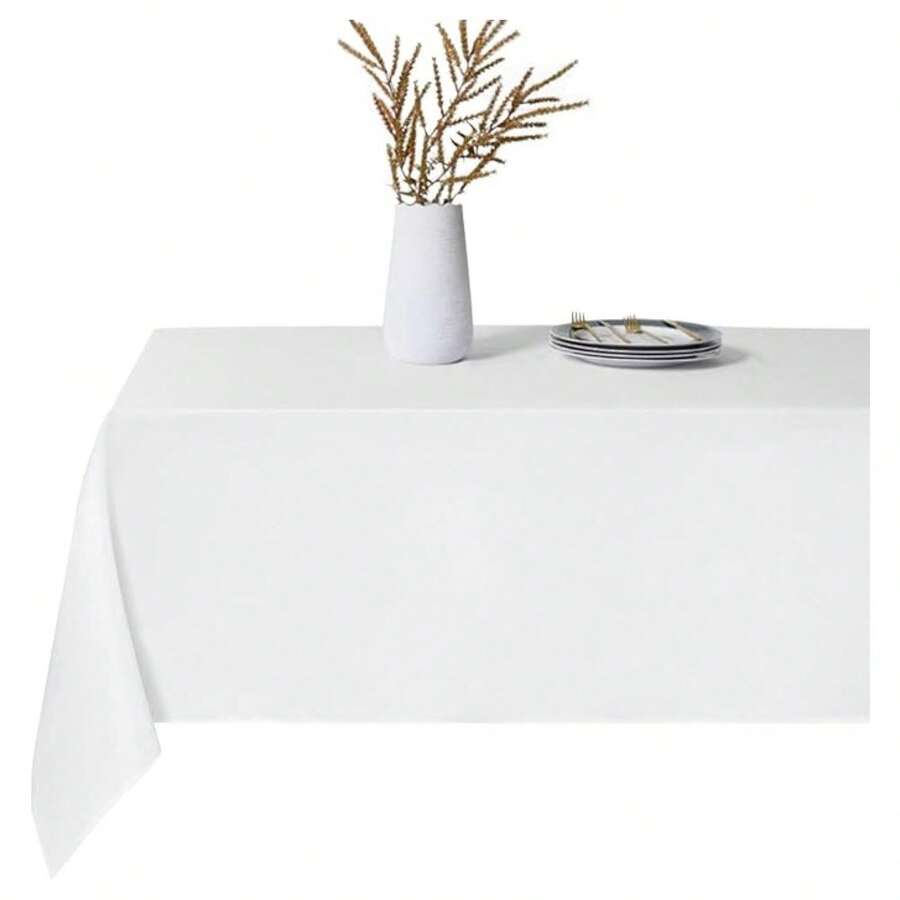 White Table Cloth,90 * 132inch Stain And Wrinkle Resistant Polyester White Table Cloth Rectangle,Decorative Fabric Table Cover For Party,Wedding,Kitchen,Dinning - Multicolor 760 - View 1