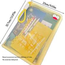 Macaron Color Transparent A4 File Folder With Hanging Rope, Large Capacity To Hold Textbooks, Zipper Closure, Waterproof & Durable Document Storage Bag, Briefcase (Accessories Not Included) - Multicolor - View 2