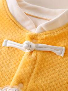 Mono de bebé niño para otoño/invierno, ropa de bebé recién nacido acolchada y cálida. Mono de niños para primavera y otoño, con forro polar grueso, ropa para niños y niñas de 0 a 1 año de edad, estilo chino super lindo - Amarillo - Ver 6