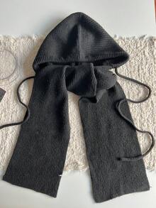 1 Peça Lenço de Tricô Sólido Fashionável Cinza/Azul/Preto/Branco, Gorro com Orelhas Quente de Outono/Inverno, Adequado para Passeios Diários, Compras, Viagens para Vestir, Praia, Feriados, Acessórios - Multicolorido - Visão 10