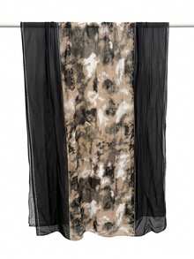 1pc Fashionable Chiffon Scarf With Ink Painting Style, Decorated With Middle Eastern Rhinestones, Lightweight & Comfortable Head Wrap