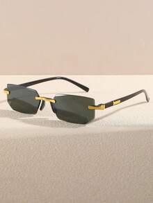 1 Pair Square Frameless Men's Everyday Versatile Fashion Glasses For Travel, Cycling, Fishing, Beach - Multicolor - View 17