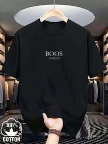 Nueva y elegante camiseta 100% algodón para hombre con un estampado sencillo y sofisticado. Camiseta informal y cómoda de manga corta con cuello redondo. Ideal para primavera y verano, ideal para cualquier ocasión. Color liso, informal, para uso diario. Camiseta de verano ligera y transpirable de manga corta (Tallas S, M, L, XL, XXL, XXXL). - Negro - Ver 1