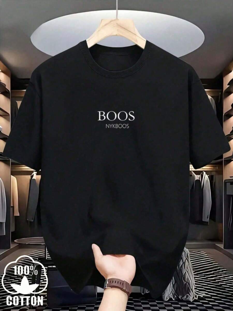 Nueva y elegante camiseta 100% algodón para hombre con un estampado sencillo y sofisticado. Camiseta informal y cómoda de manga corta con cuello redondo. Ideal para primavera y verano, ideal para cualquier ocasión. Color liso, informal, para uso diario. Camiseta de verano ligera y transpirable de manga corta (Tallas S, M, L, XL, XXL, XXXL). - Negro - Ver 1
