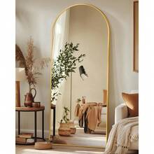 Full Length Mirror, 59"X18" Floor Mirror, Arched Floor Standing Freestanding Arch Full Body Mirrors With Stand For Bedroom, Hanging Mounted For Living Room Cloakroom,Gold - Vàng - Xem 3