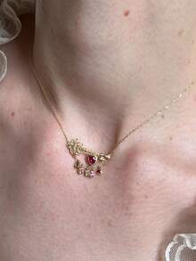 1pc Europe And The United States Light Luxury Fashion Fringe Inlaid Diamond Key Heart-Shaped Women's Necklace Banquet Party Gifts To Friends