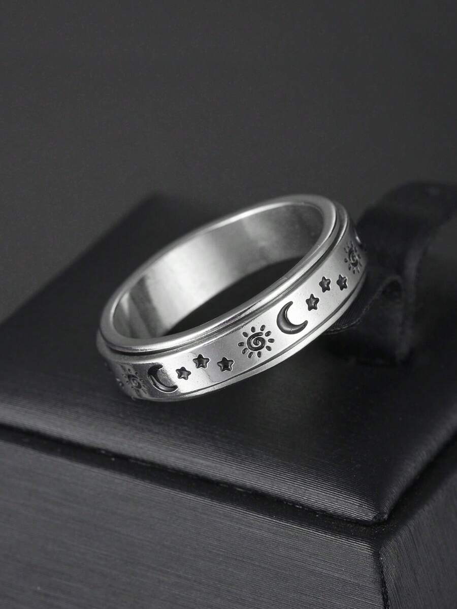 Men Hollow Out Ring - Silver - View 1
