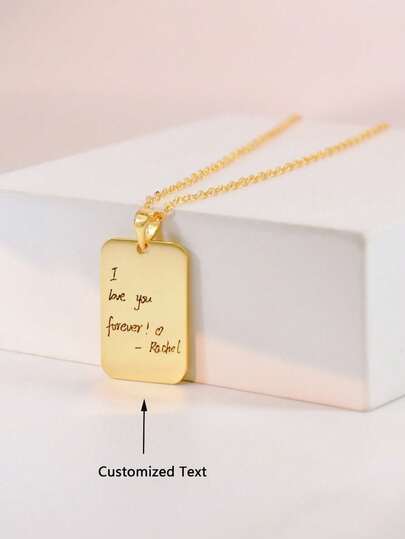 1 Pieza Collar con Firma Manuscrita, Collar Personalizado Multiletras, Personalizable con tu Autógrafo - Collar Conmemorativo - Joyería con Mensaje Manuscrito, Dorado, Elegante, Colorido, Vintage, Sencillo, Unisex, Casual, Lindo, Personalizado, Único