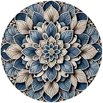 Decoración de pared metálica redonda de 8 pulgadas con diseño de hojas azules, duradera y fácil de limpiar, póster metálico adecuado para el hogar, dormitorio, sala de estar, decoración de cafetería - regalo estético