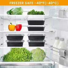 100-Piece (50 Pack) 32 Oz Meal Prep Containers  With Easy Open Lids, Sturdy And Leakproof , Microwave Freezer Dishwasher Suitable, To Go Take Out Plastic Food Storage Pans With Lids, Black - 黑色 - 查看 6