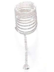 1pc Fashionable Multi-Layer Crystal Bracelet, Luxury Sparkling Elastic Cord Bracelet For Women