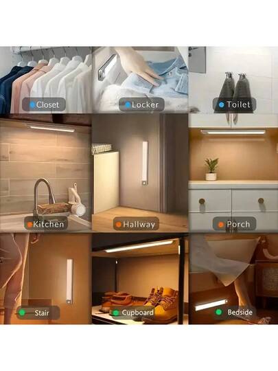 50cm/30cm/10cm Wireless Slimme Cabinet Verlichting LED, USB Rechargeable, Motion Sensor, Multi Brightness Modes, On/Off, Under Lighting Kit, Magnetic Ultra Slim, Easy Installation, Kitchen, Bedroom, Closet, Sink, Corridor, Staircase view 2