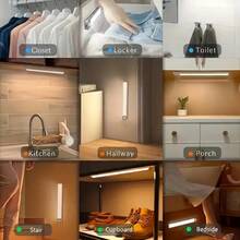 50厘米/30厘米/10厘米无线智能橱柜灯，LED灯，USB充电，带人体感应器，多种亮度模式，智能开关，橱柜下照明套装，磁吸式设计，超薄，安装简便，适用于厨房、卧室、衣柜、水槽、走廊、楼梯间等场所。