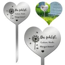 1pc Memorial Gravestone With Dandelion Heart Design - Made Of Weatherproof Stainless Steel, 12x28cm, Engraved With Condolence Text, Lawn Display, English Text, Suitable For Gardening And Outdoor Decoration - Multicolor - View 3