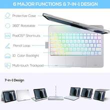 Keyboard Case For IPad 10th Generation&IPad 11th(A16,2025),IPad Air 11(M3,M2/IPad Pro 11 Inch Keyboard,360°Swivel,7 Use Modes,Rainbow Backlight - Bạc - Xem 3