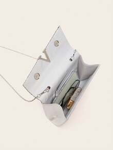 Fashionable & Elegant Sequin Patchwork Velvet Clutch Bag - Silver - View 11