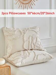 2pcs Khaki Rose Pattern Tufted Pillowcase, Modern Bohemian Style Decorative Pillowcase, Suitable For All Seasons, Soft, Machine Washable - Khaki - View 8