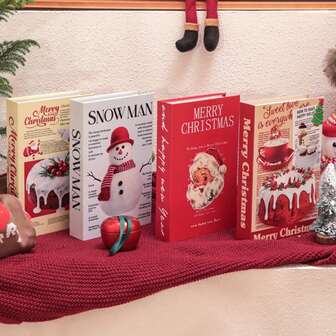 2pcs Christmas Decorative Fake Books, Modern Minimalist Style Tabletop Decor, Creative Living Props For Photography