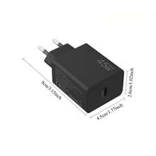 45W USB-C Wall Charger, GaN Technology Supports PPS Fast Charging, C-Type Power Adapter And Type-C To C 45W Fast Charging Data Cable, Compatible With MacBook Pro/Air, 17/16/15, IPad Pro/Air, Galaxy Tab S8/59, Pixel Etr (Black) - EU C Type Plug(220-240V) - View 4