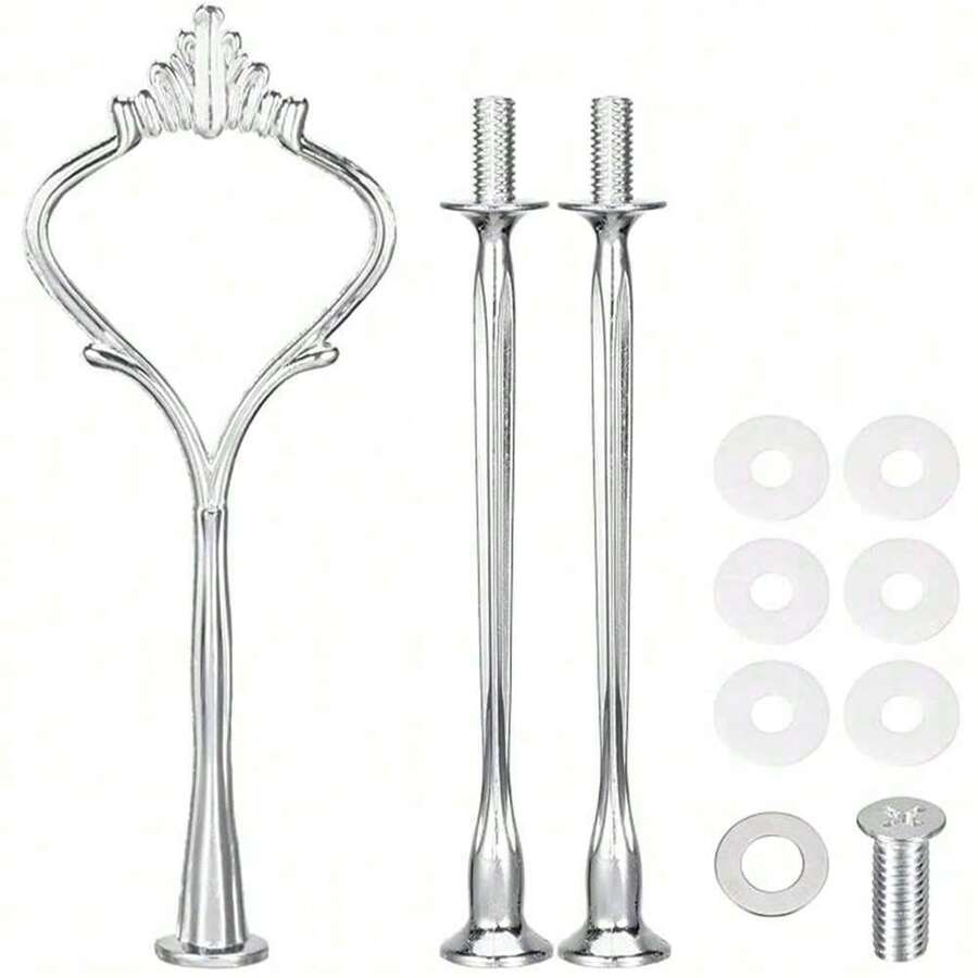 1pc DIY 3-Tier Tray Decor Crystal Epoxy Mold, Jewelry Display Stand Coaster Silicone Mold Set - Silver - View 1