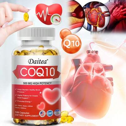 Suplemento de COQ10 de alta potencia de 500 mg con 50 mg de resveratrol - Favorece la salud cardiovascular y la energía - 120 cápsulas blandas