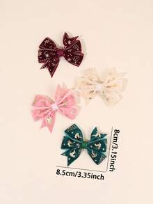 2 buc/8 buc Crăciun culoare solidă fundă agrafe de păr pentru fete, catifea model de Crăciun decor funde agrafe de păr pentru copii, accesorii de păr de Crăciun la modă pentru copii mici cadouri de petrecere de Crăciun