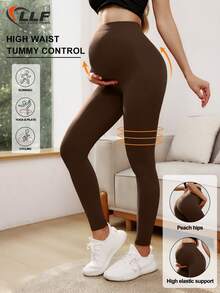 3 件套孕妇无缝高腰弹力纯色紧身裤，适合日常休闲穿着、运动、瑜伽、四季穿着