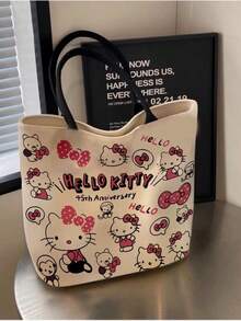 SANRIO Bolso de lona, bolso de hombro de gran capacidad, bolso de mano lindo para el transporte, con correa de hombro, regalo de moda para el trabajo y los viajes - Multicolor - Ver 2