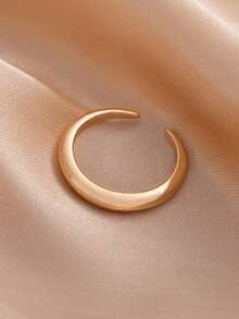 1 pieza Anillo asimétrico de onda de tono dorado minimalista artístico para mujer, accesorio de joyería de moda para uso diario