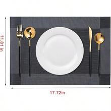 Washable Vinyl Placemats Set Of 4 For Indoor/Outdoor Use - B-four-corner-black - View 5