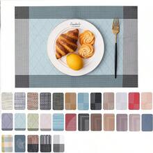 Washable Vinyl Placemats Set Of 4 For Indoor/Outdoor Use - C-rhombus-lake Blue - View 12