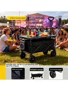 Foldable Camping Cart With Handle, Large Capacity Portable Outdoor Wagon For Camping, Picnic, Hiking (Random Color) - Multicolor - View 6